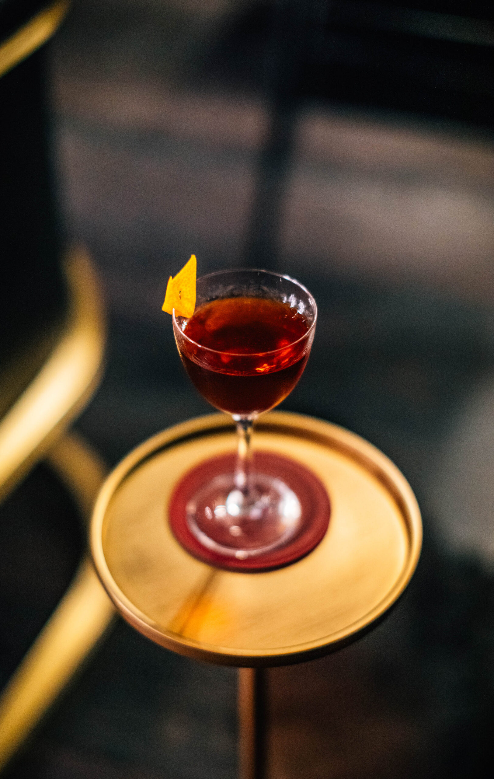 side view of orange-scented cocktail