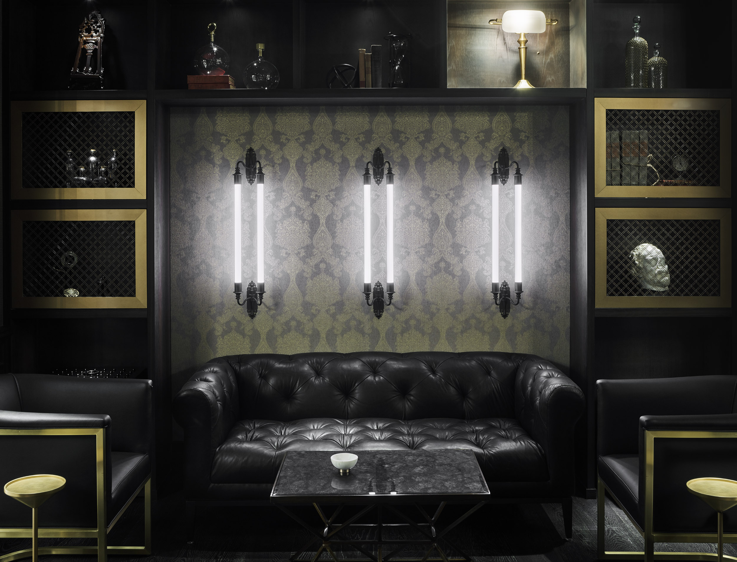 sofa with soft lighting