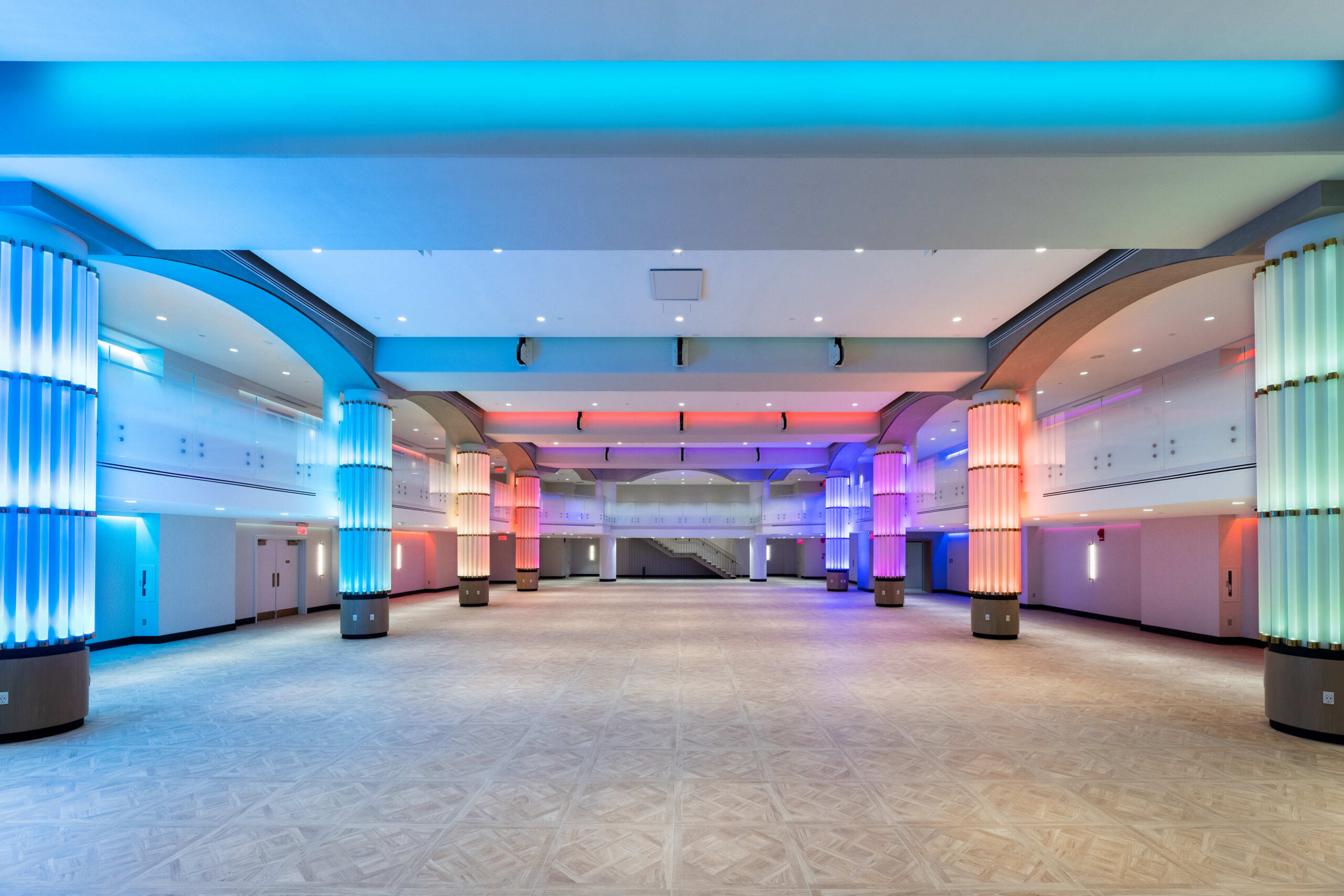 Wide-angle view of the empty Schuyler event center