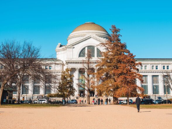 outside of smithsonian museum on a sunny day