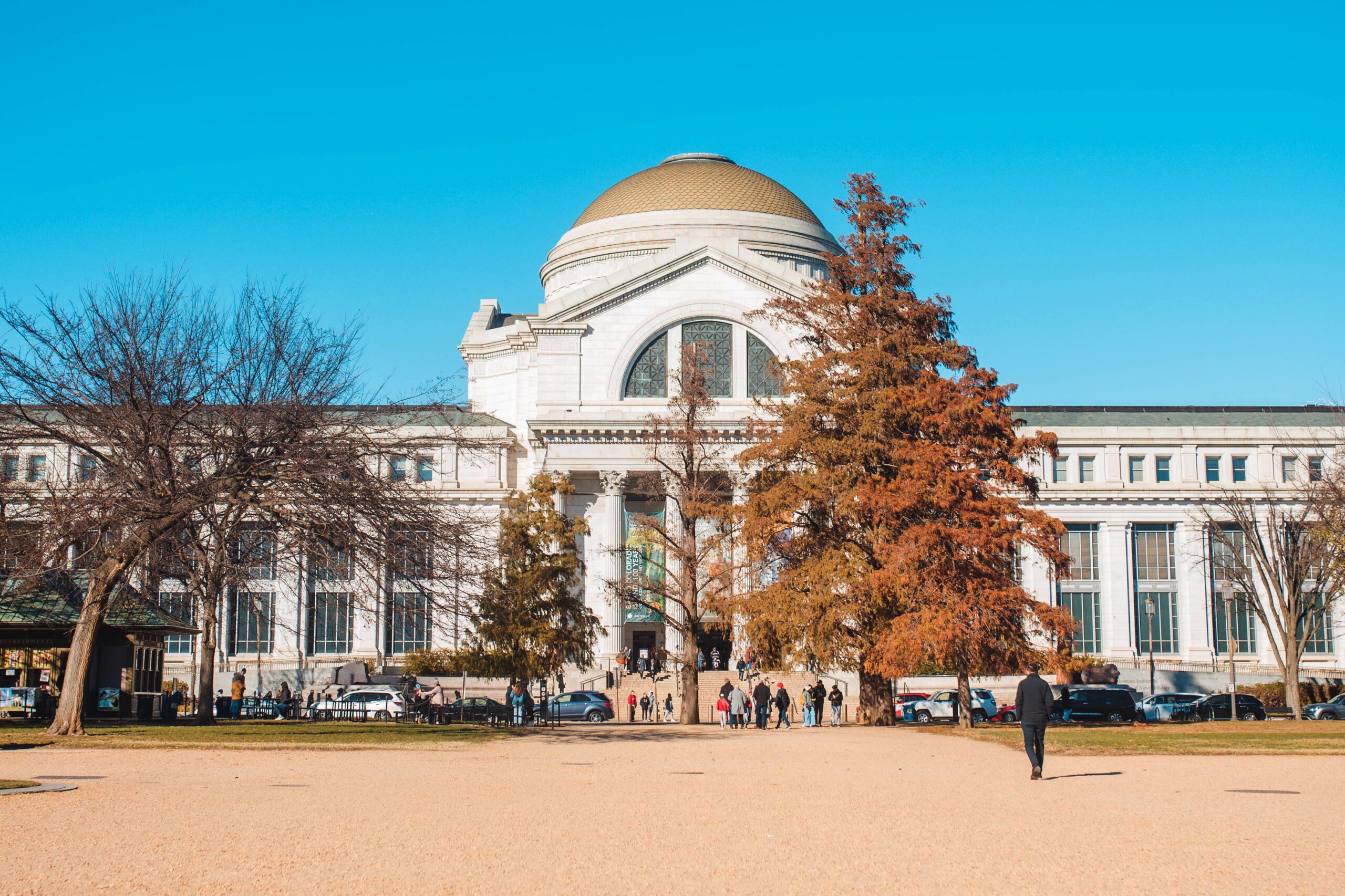 outside of smithsonian museum on a sunny day